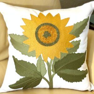 18x18 Gorgeous Embroidered Sunflower Floral Throw Pillow Cushion Cover New